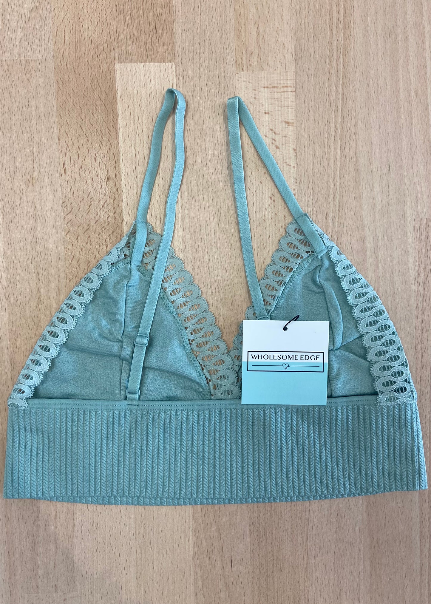 Triangle Lace Seamless Bralette - Sage