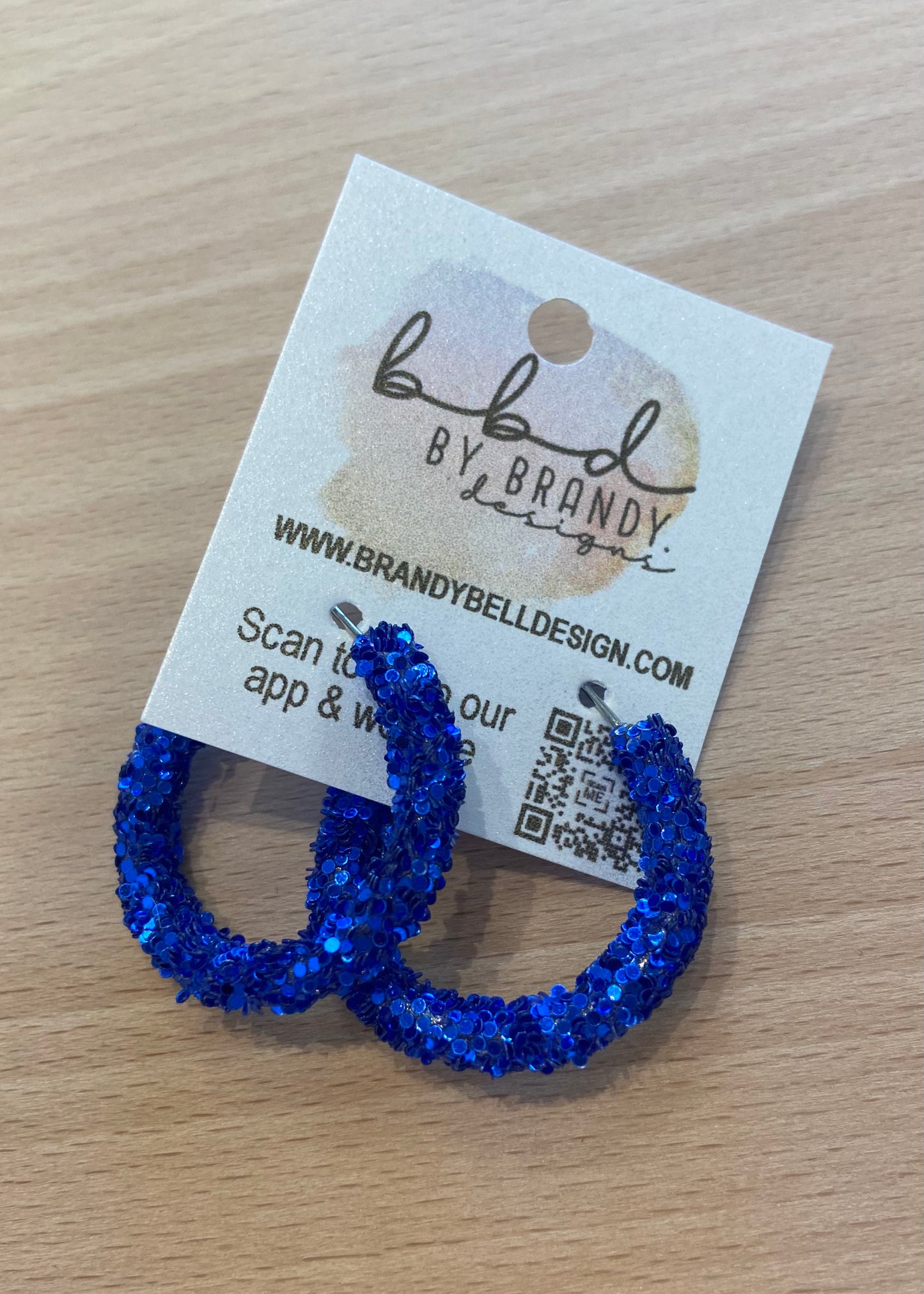 BBD Glitter Hoops - Small Royal Blue