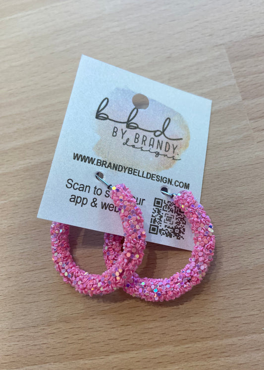 BBD Glitter Hoops - Small Pink