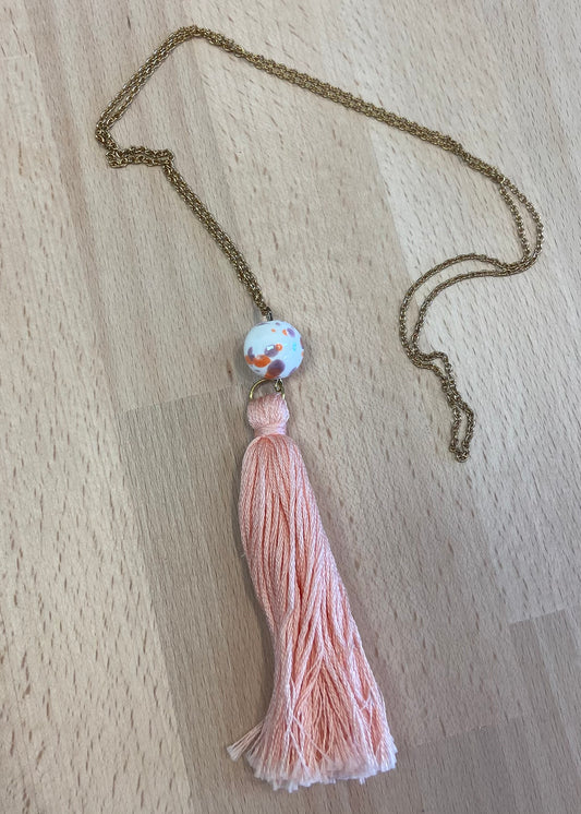 BBD Carolina Tassel Necklace - Orange Purple Ivory Coral