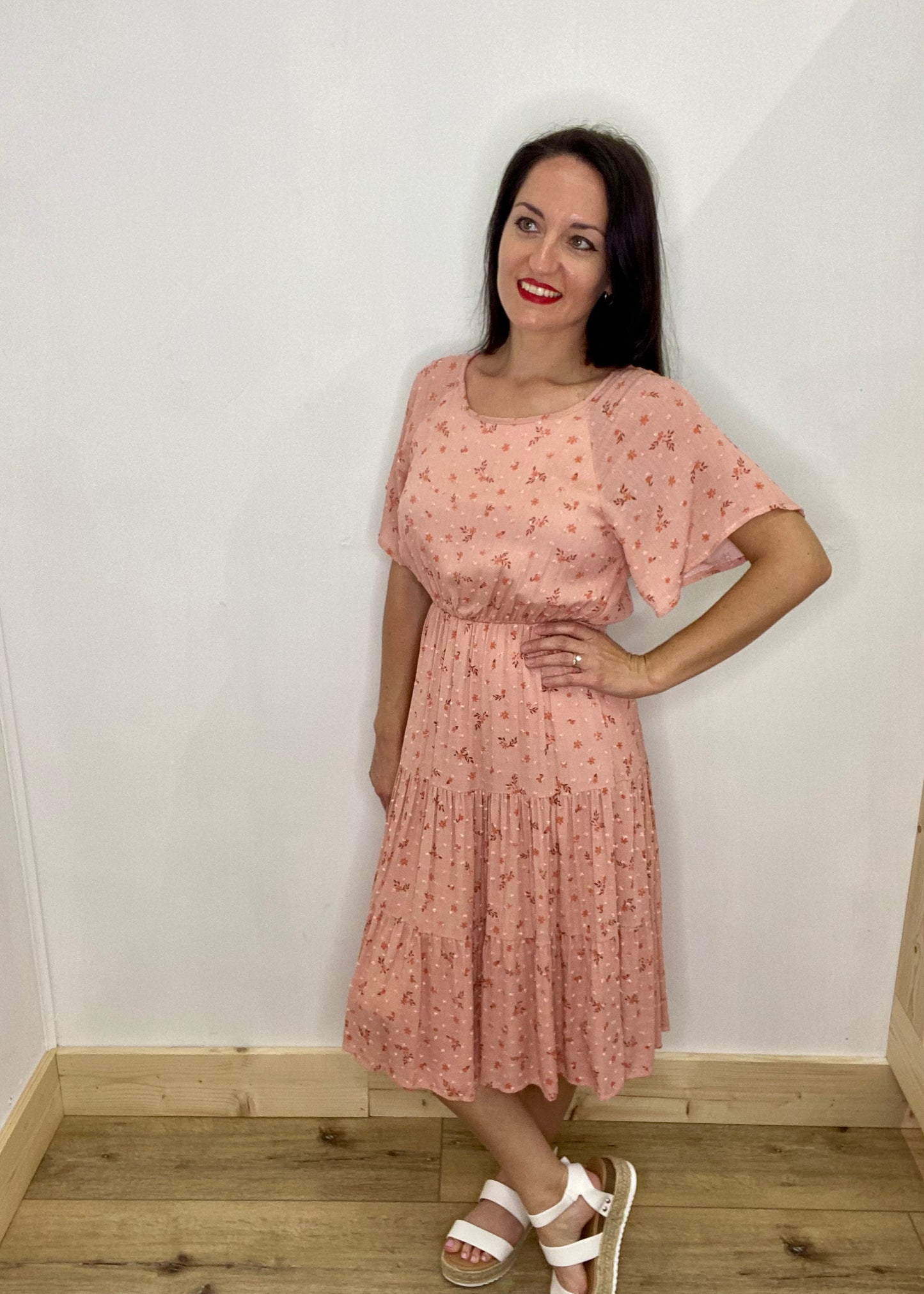 Pretty in Floral Tiered Dress - Rose