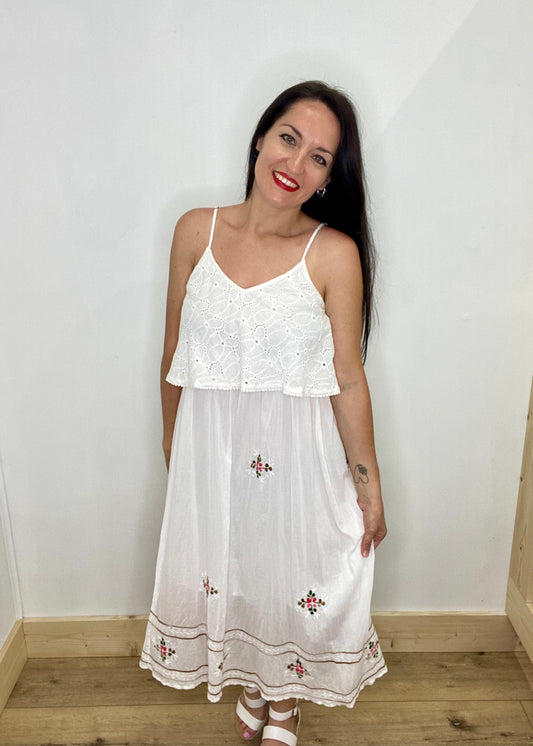 Summer Delight Hand Embroidered White Dress