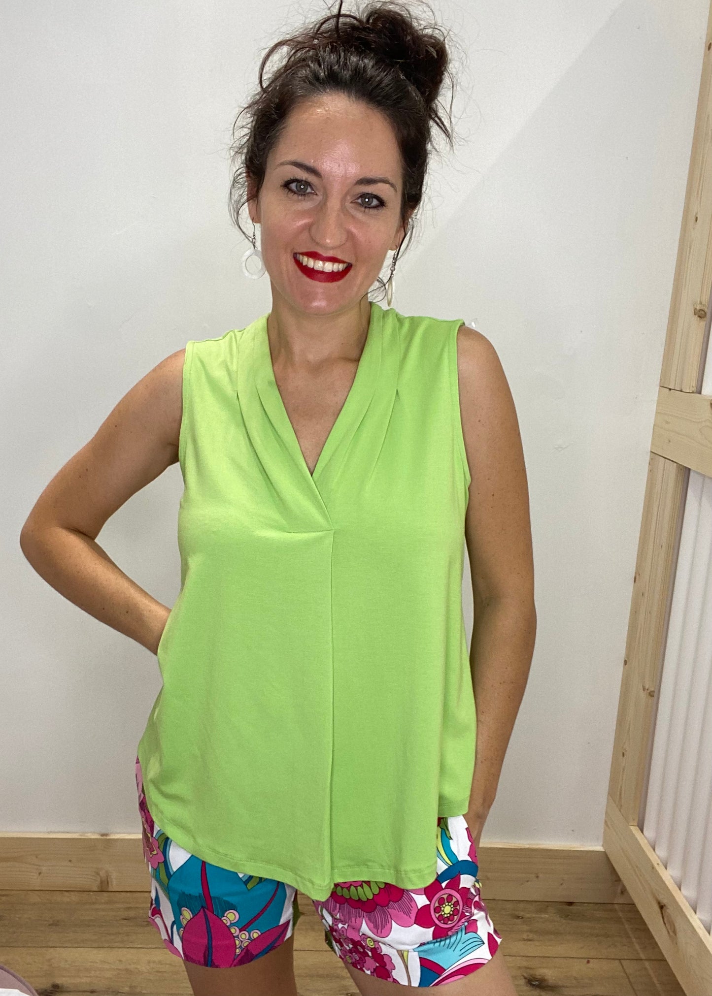 Perfectly Draped Pleated Tank - Green