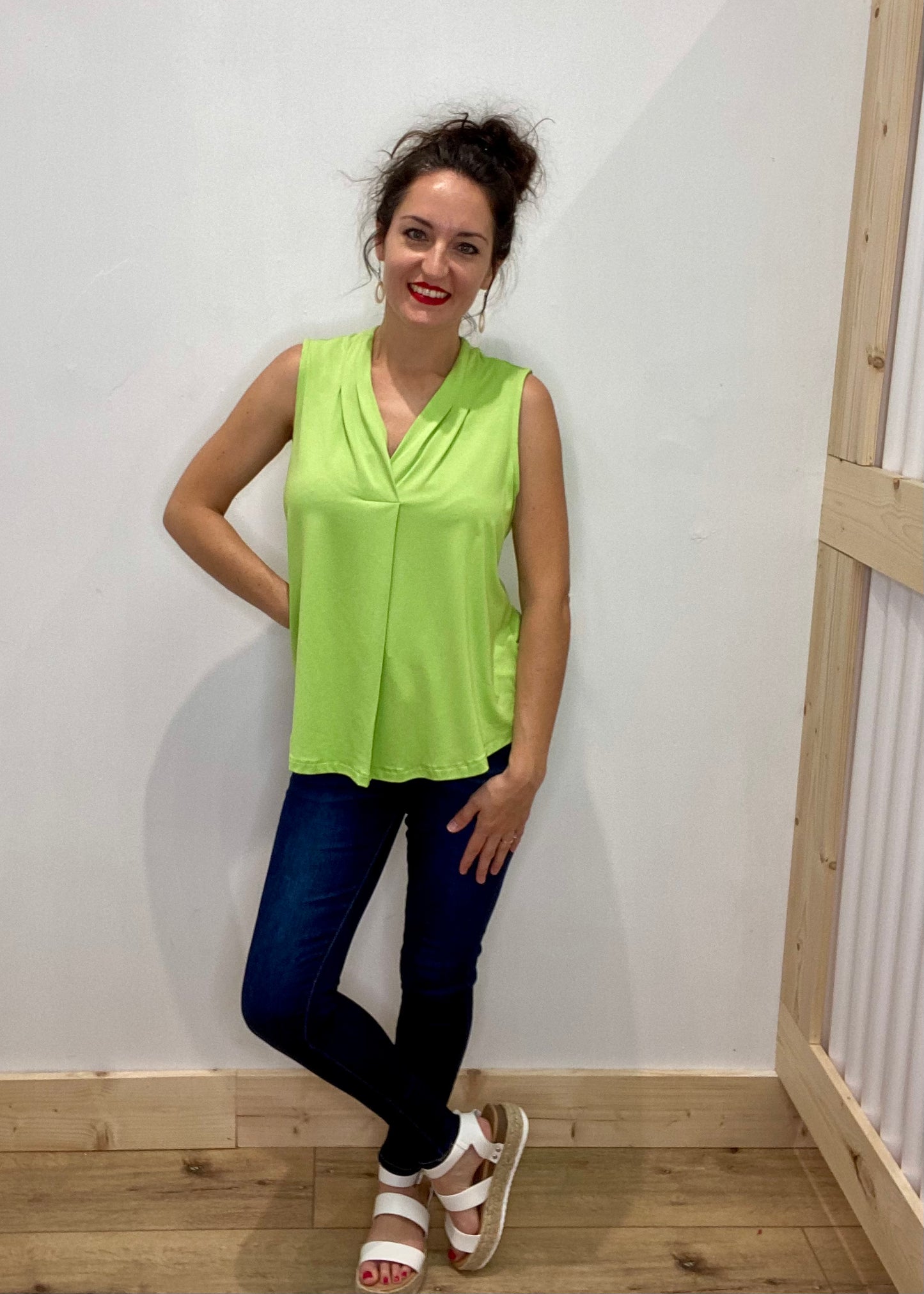 Perfectly Draped Pleated Tank - Green