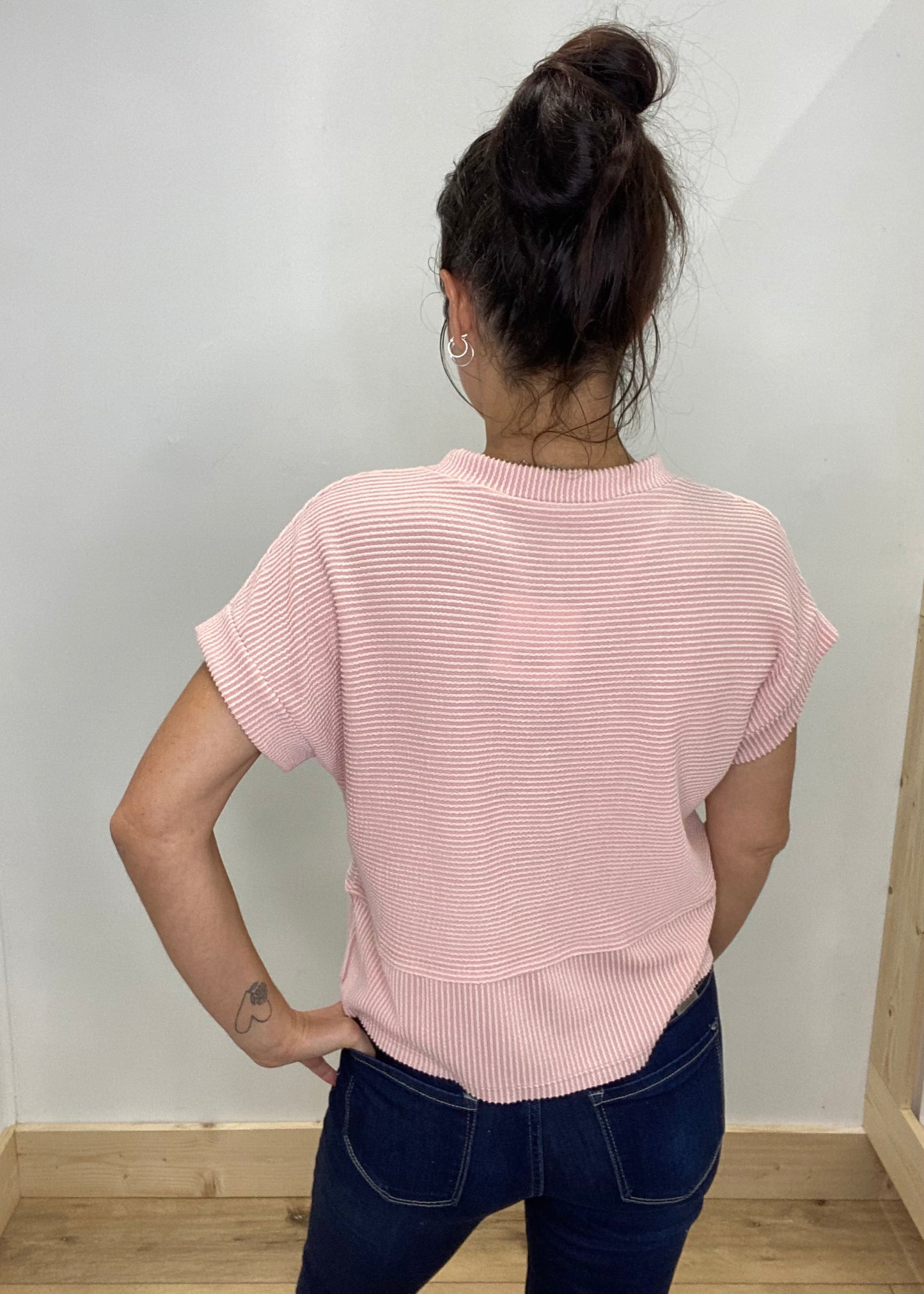 Feeling Fun Ribbed Button Up Top - Mauve