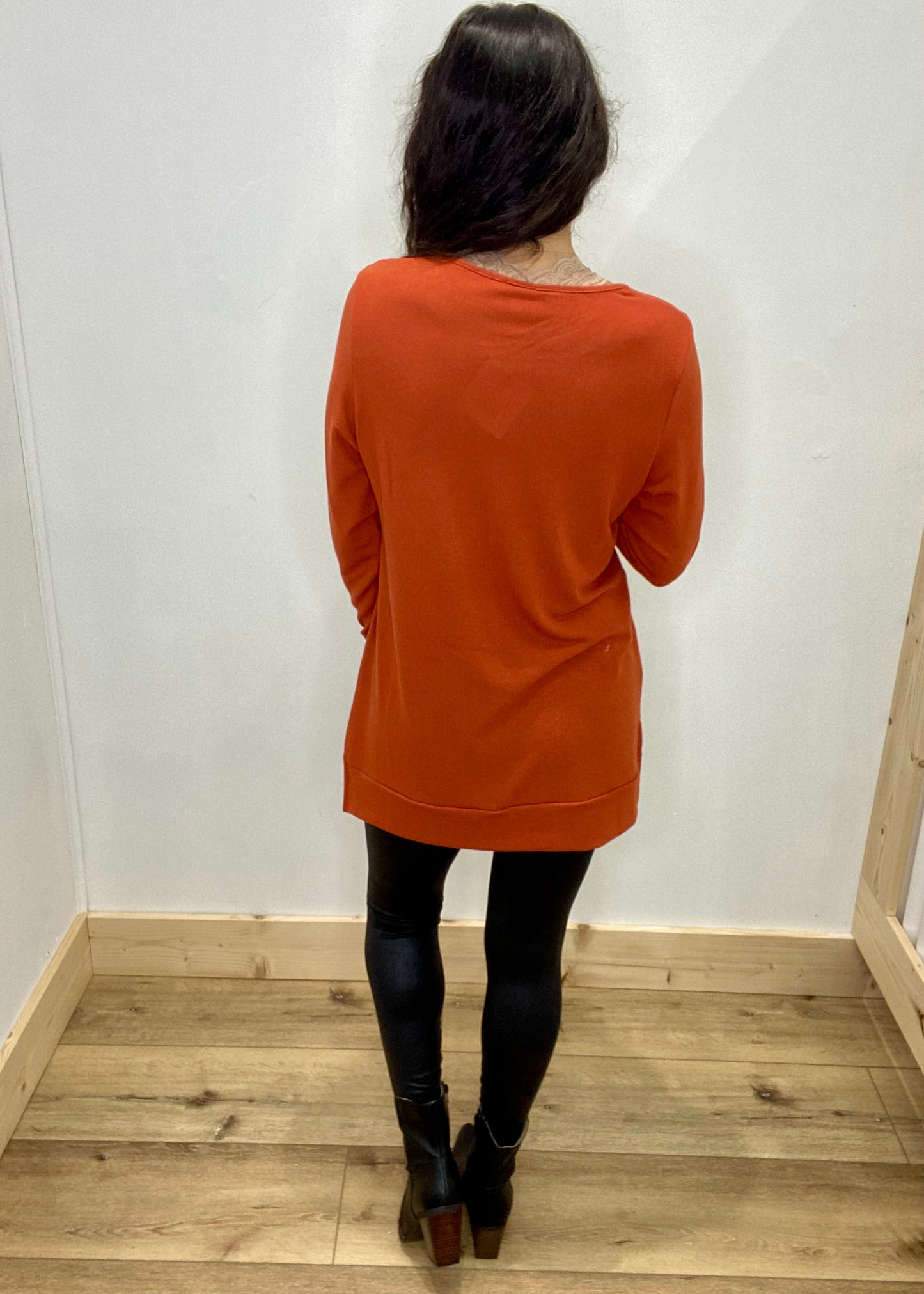 Rust Orange Midline Tunic Top