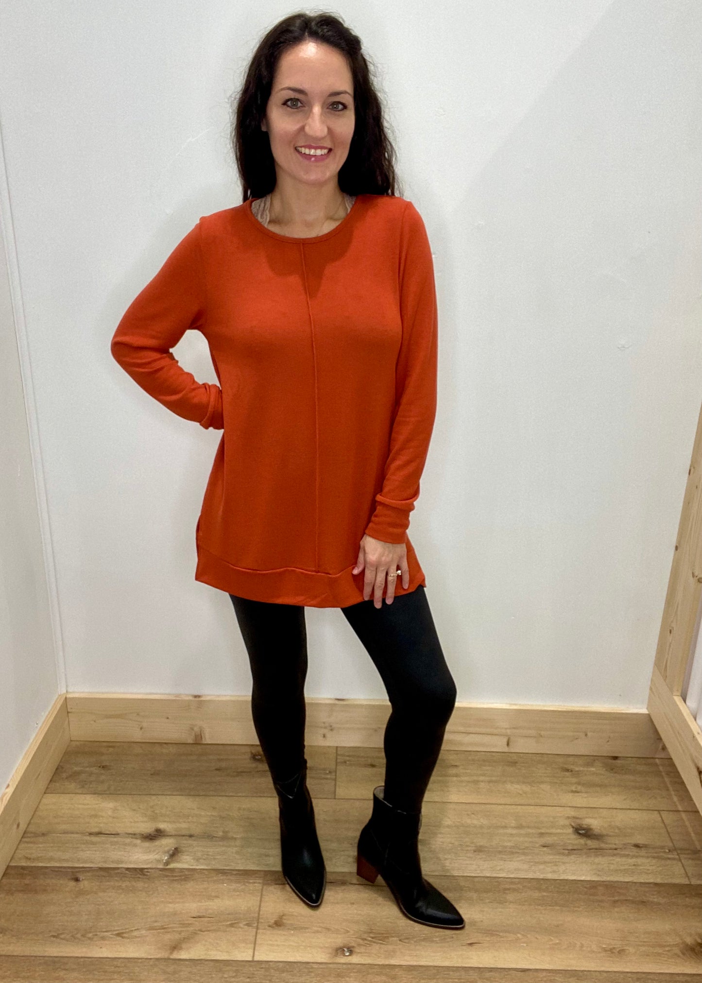 Rust Orange Midline Tunic Top