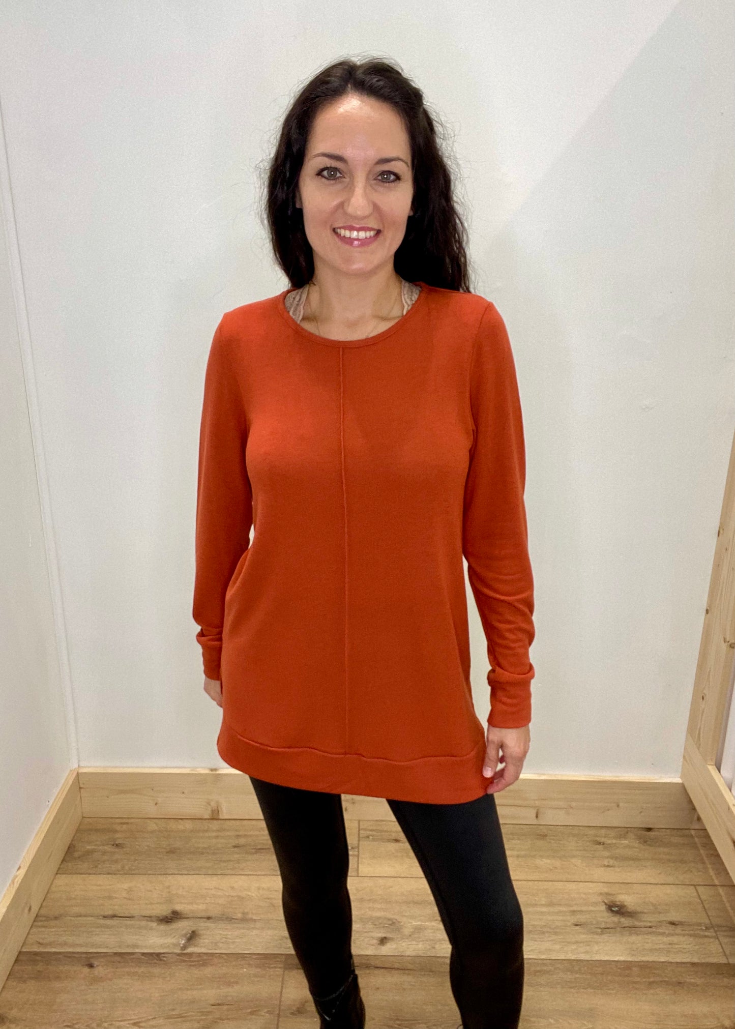 Rust Orange Midline Tunic Top