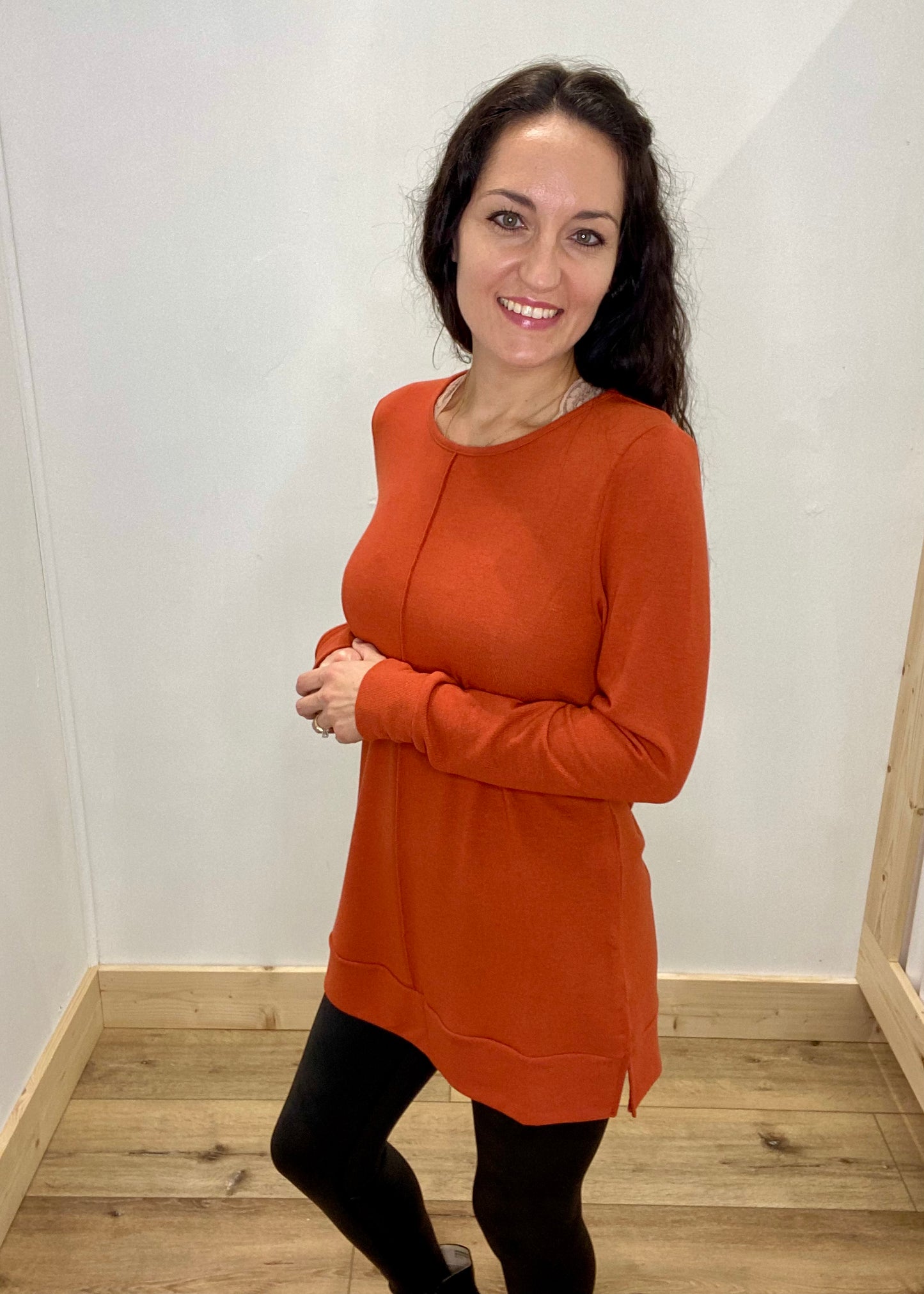 Rust Orange Midline Tunic Top