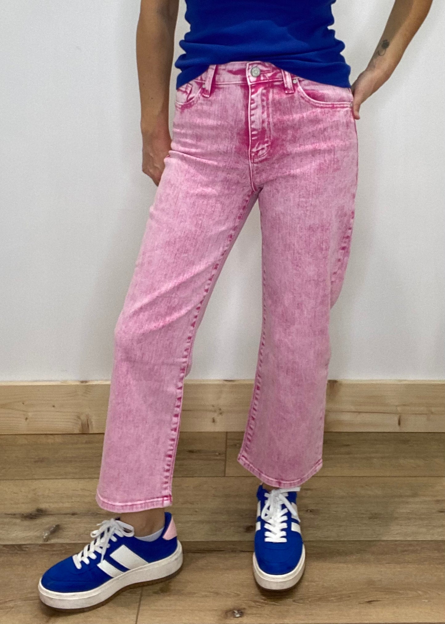 Petra153 Hot Pink Acid Wash Jeans