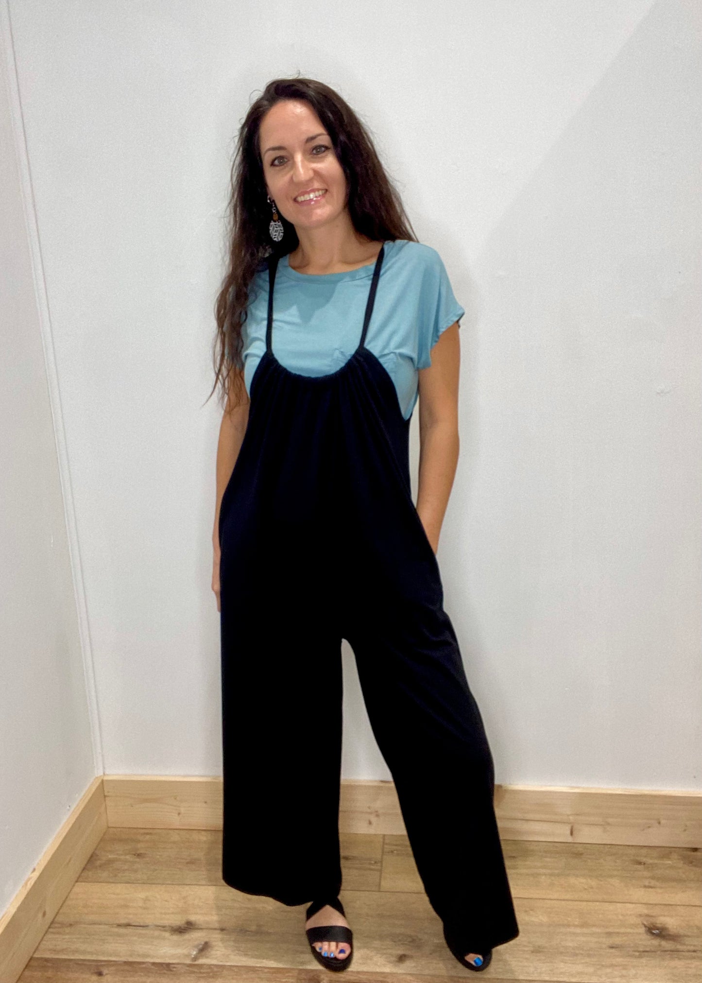 Super Comfy Tie Back Jumpsuit - Black