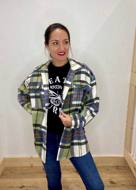 Sage & Navy Cozy Plaid Shacket