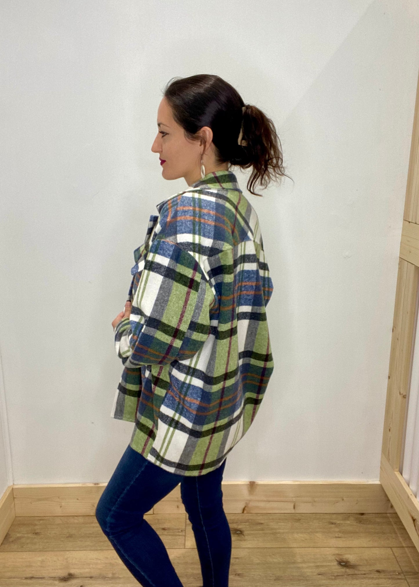 Sage & Navy Cozy Plaid Shacket