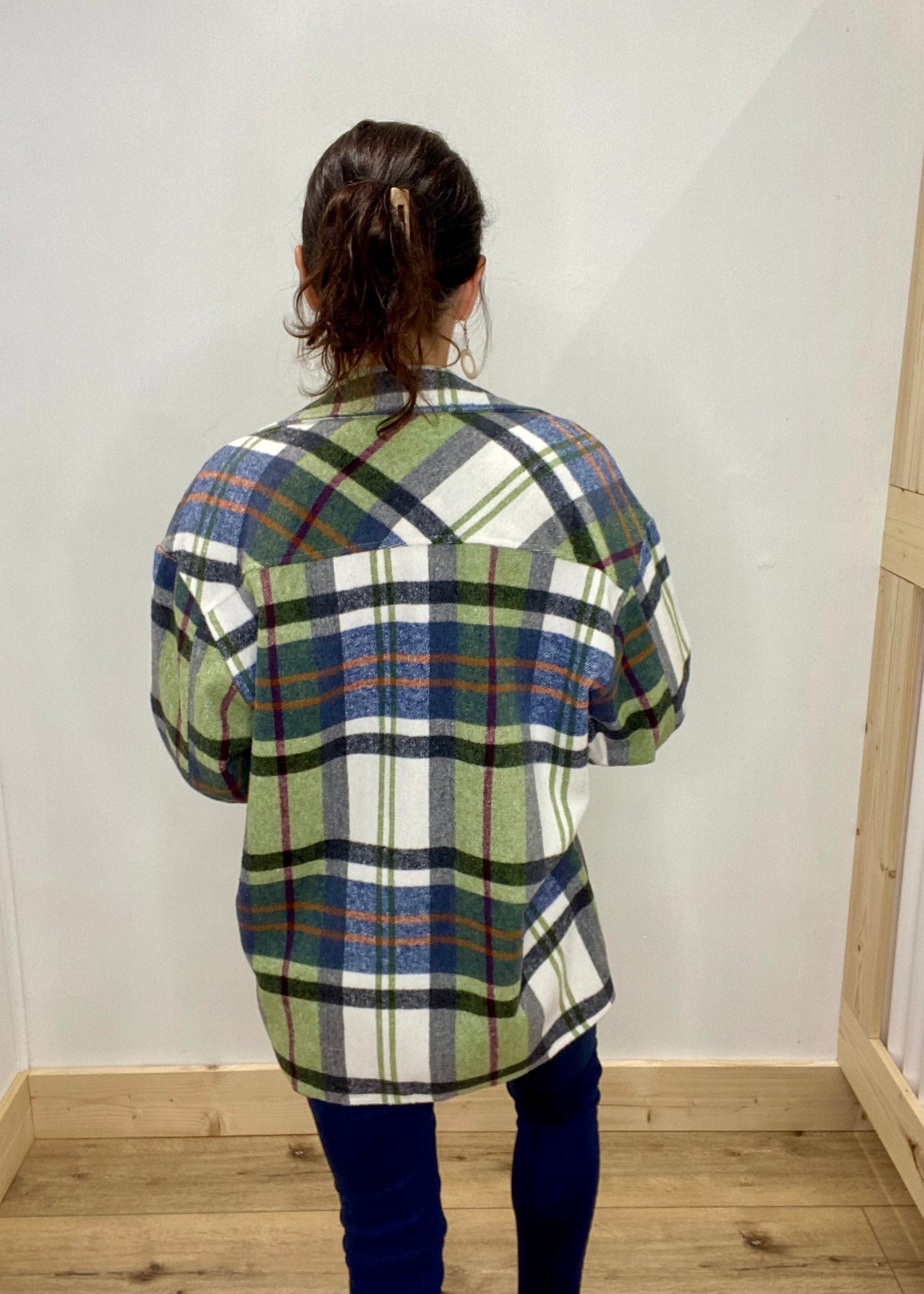 Sage & Navy Cozy Plaid Shacket