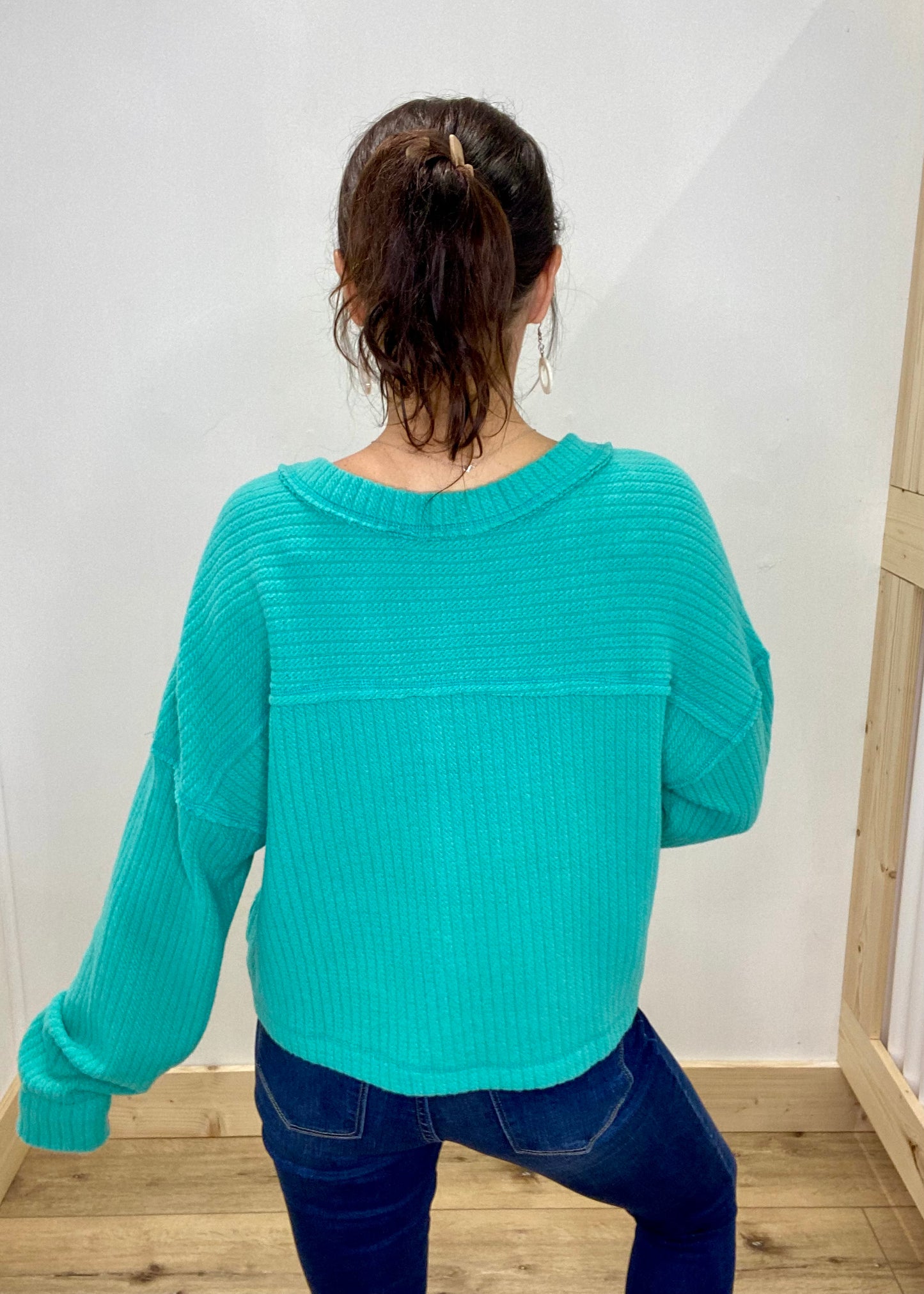 Crazy Soft Cozy V-Neck Top - Sea Foam