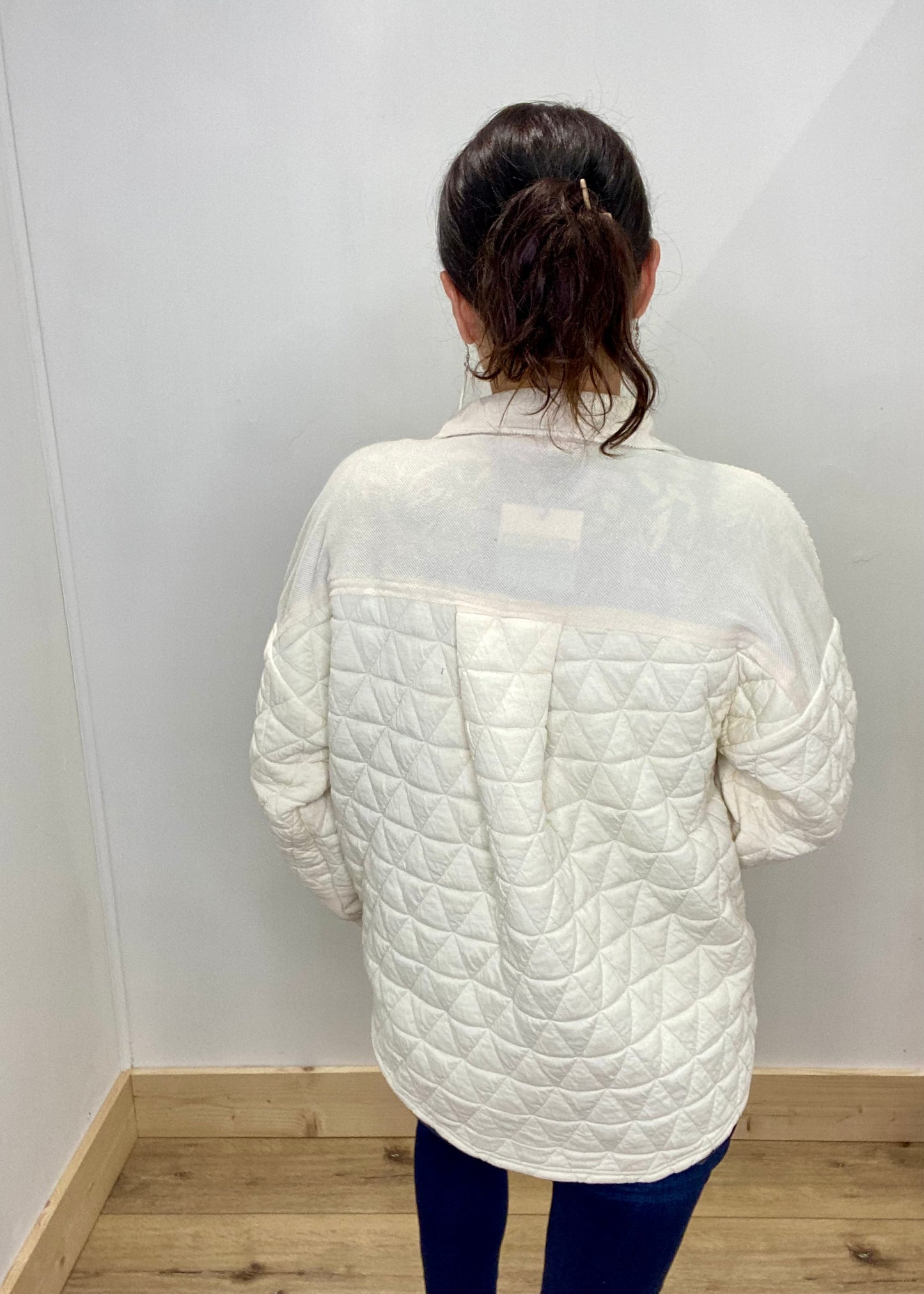 Quilted Bliss Classy Shacket - Cream