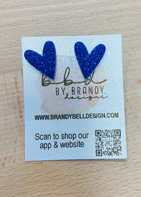 BBD Studs - Royal Blue Glittery Hearts