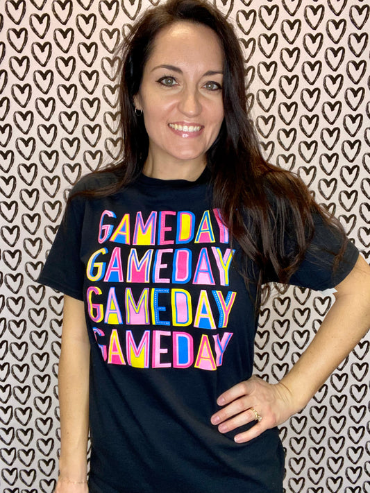 Neon Game Day Tee - Black