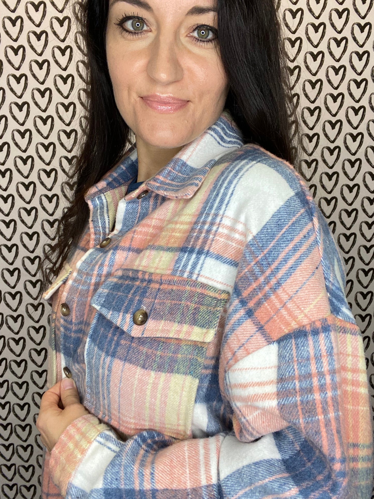 Pink & Blue Plaid Shacket