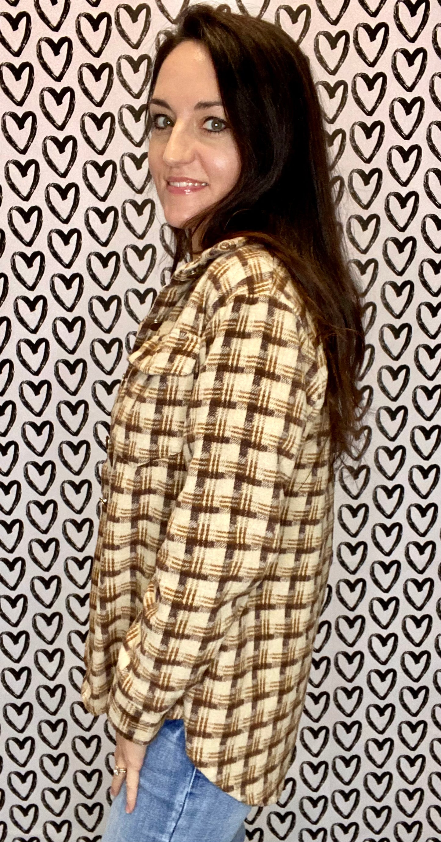 Lovely Desert Sand Plaid Shacket