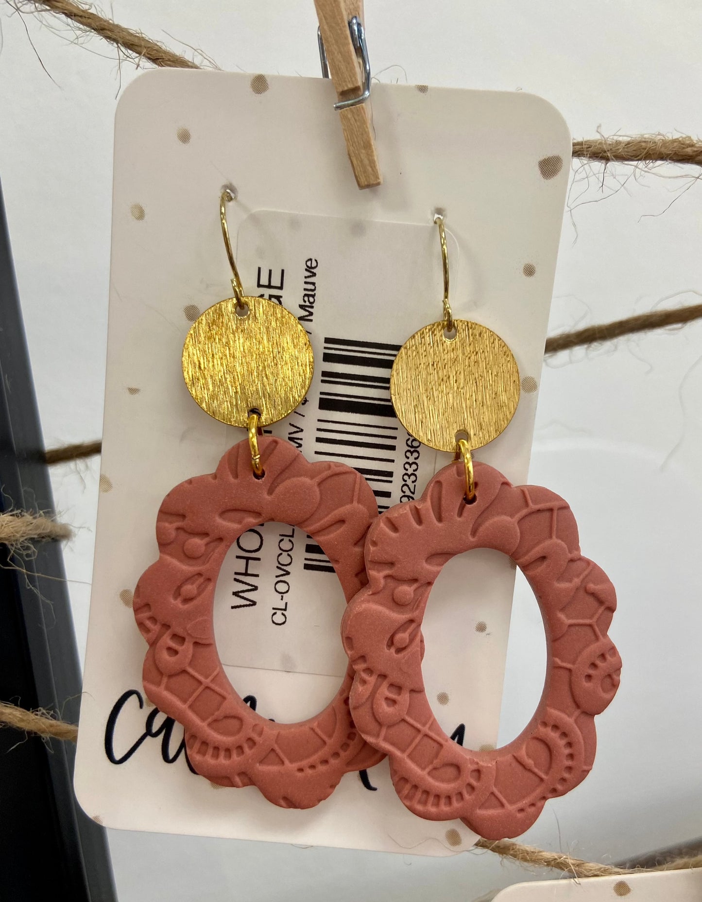 CC Oval Looped Floral Clay Earrings