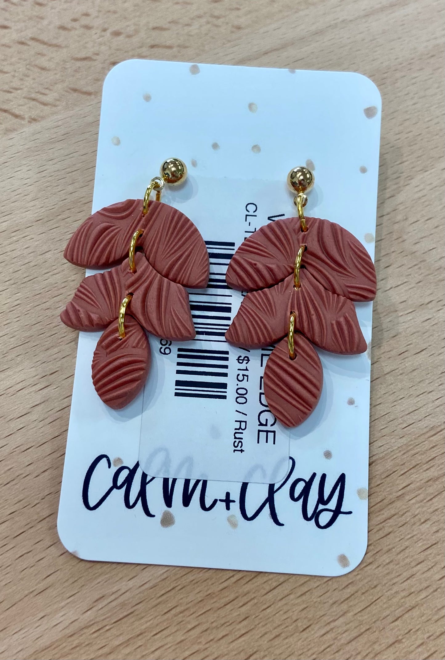 CC 3 Tier Leaf Clay Earrings