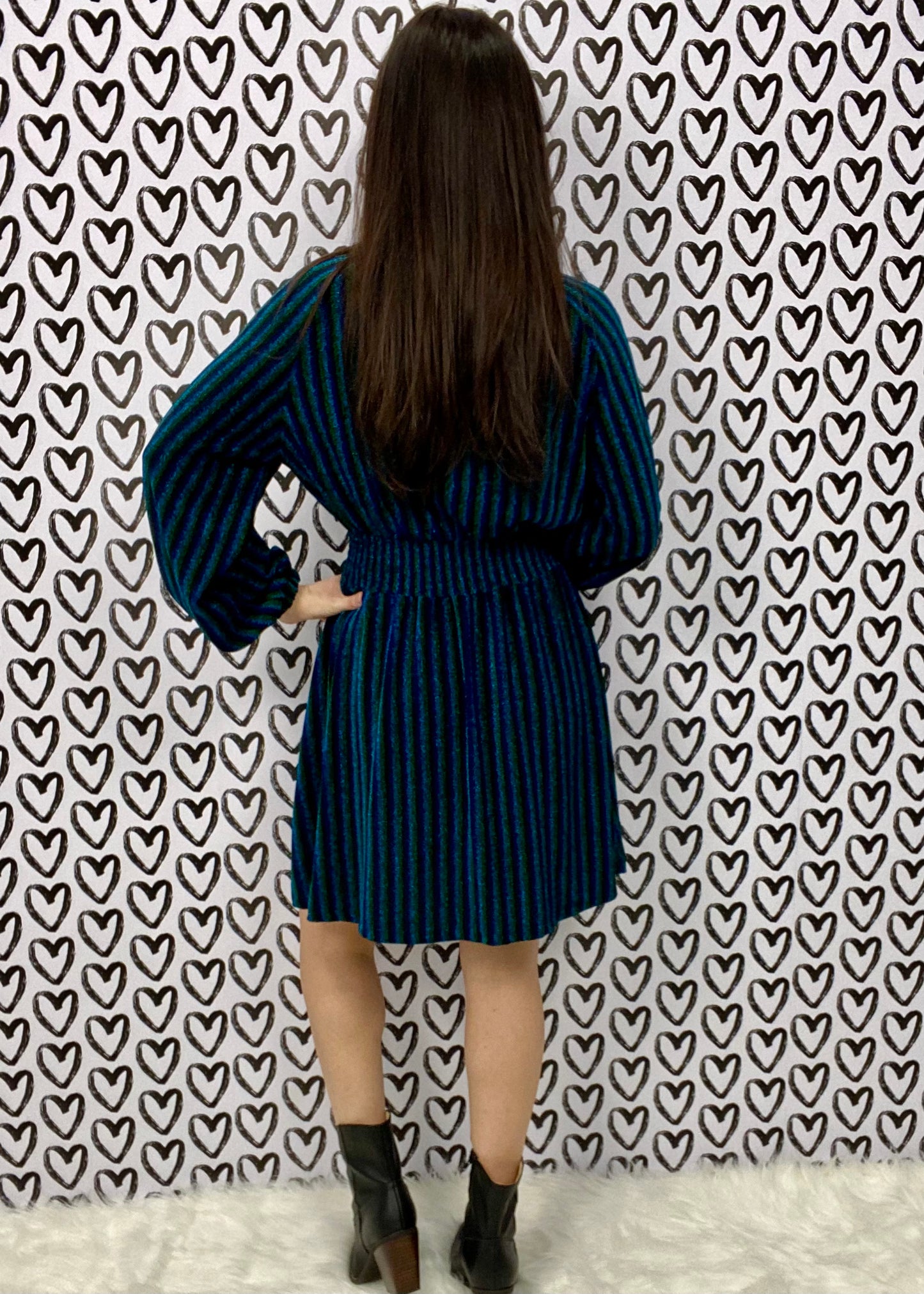 Sparkle in Emerald & Sapphire Stripes Dress