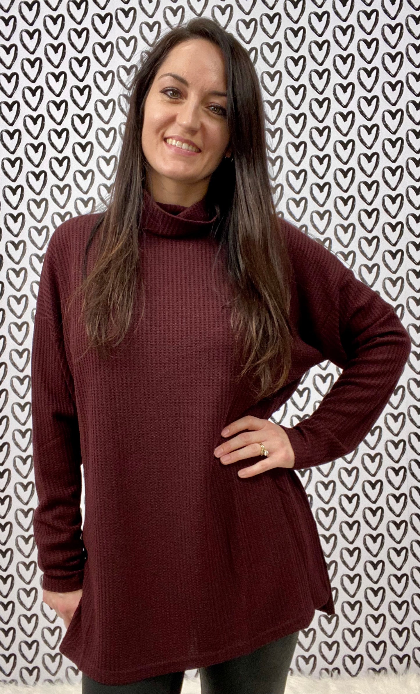 Cowl Neck Oversized Tunic Top