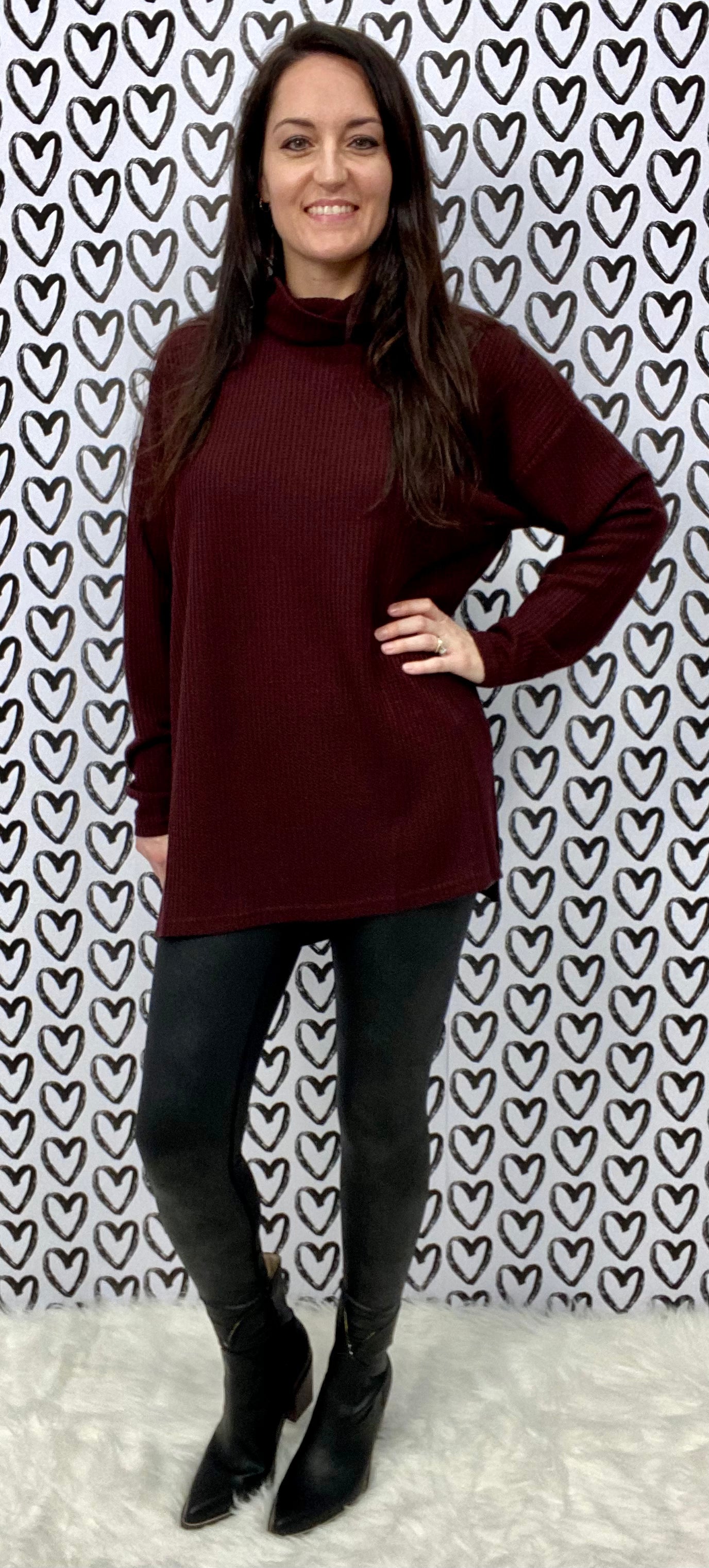 Cowl Neck Oversized Tunic Top