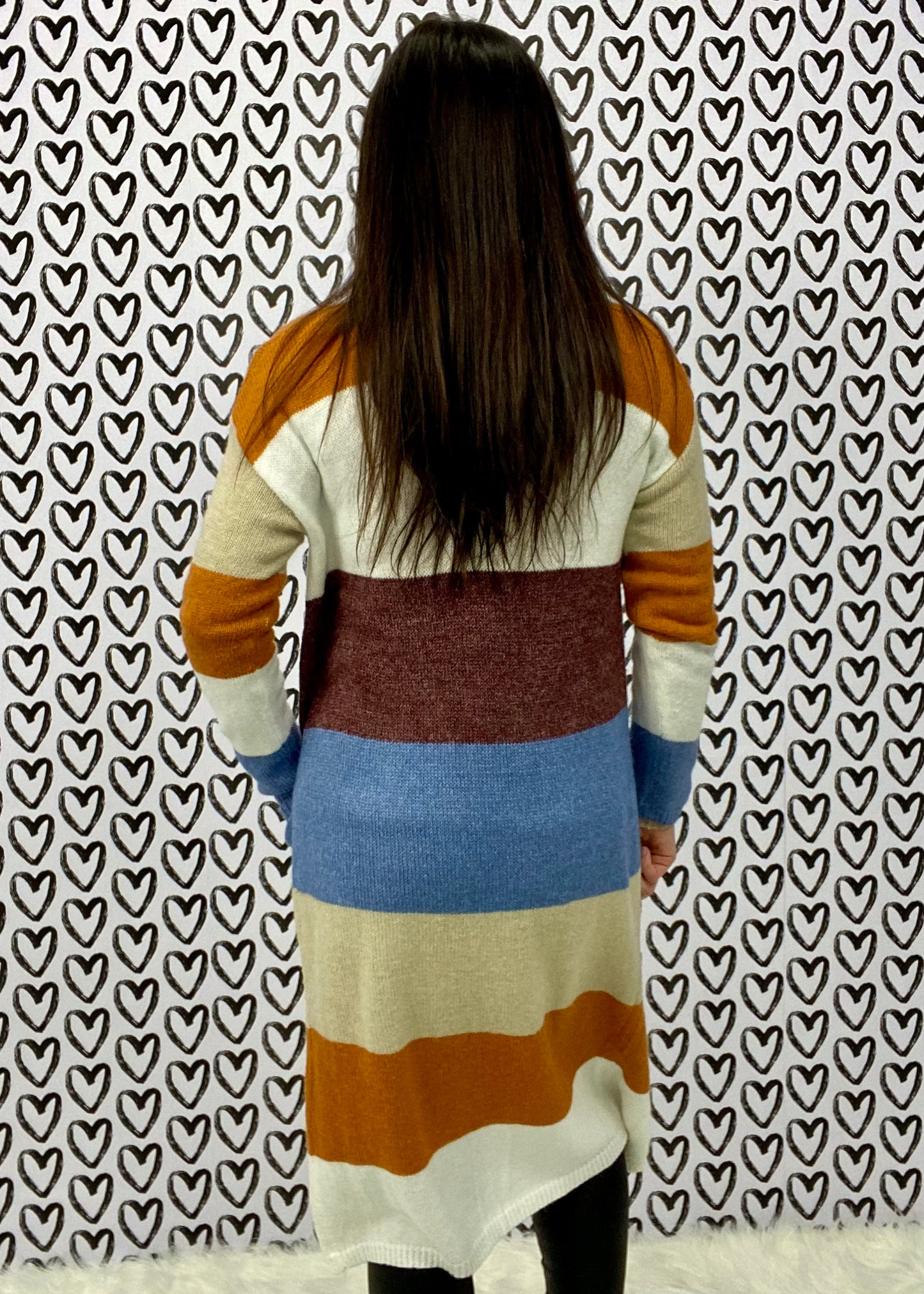 Striped with Warm Colors Long Cardigan