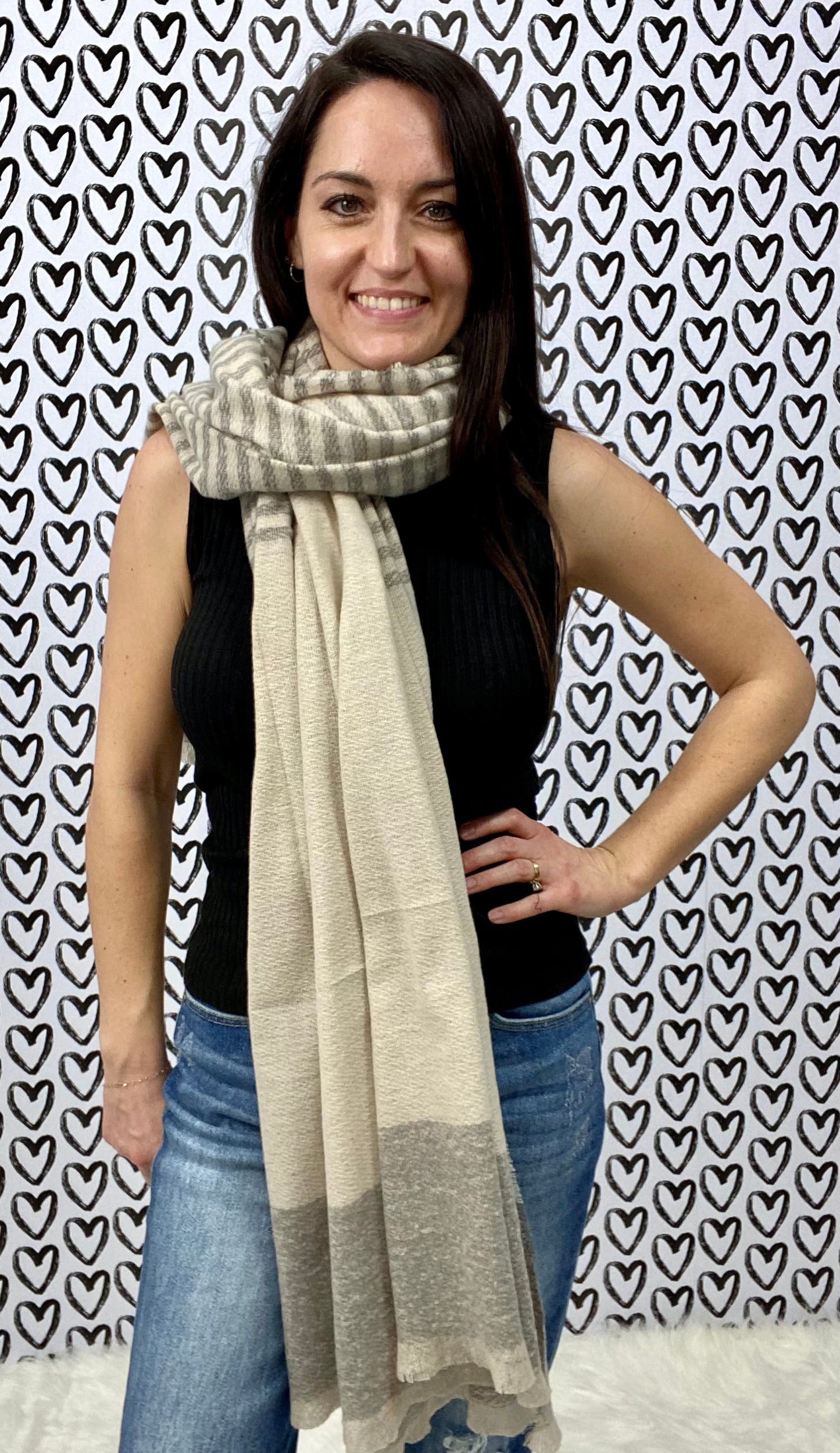 Pretty Simple Grey Striped Wrap Scarf